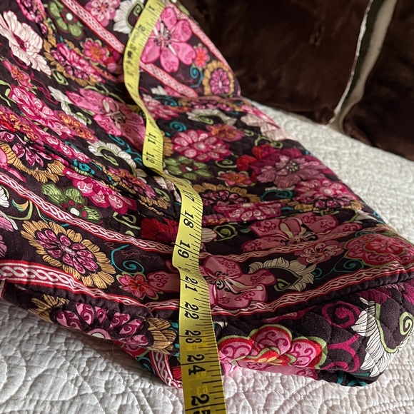 Vera Bradley Quilted Duffle Bag Mod Floral Pink Brown 22" Top Zipper Travel - Picture 13 of 14
